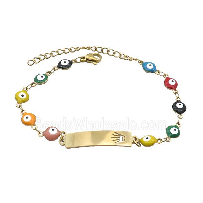 Stainless Steel Bracelets Evil Eye Multicolor Hand Gold Plated
