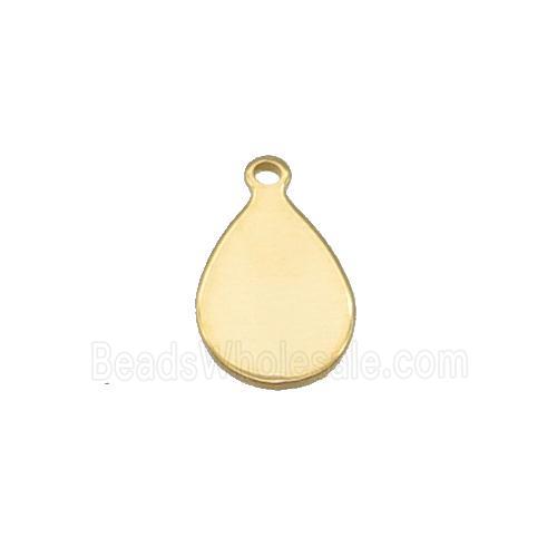 Stainless Steel Teardrop Pendant Gold Plated Flat