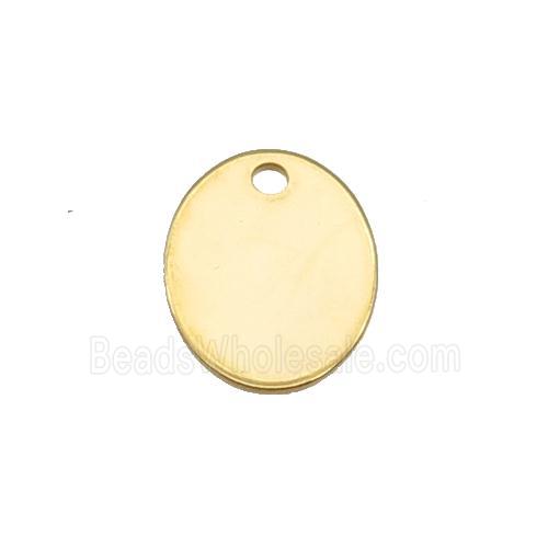 Stainless Steel Oval Pendant Gold Plated