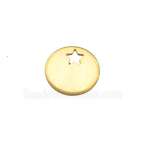Stainless Steel Circle Pendant Star Gold Plated