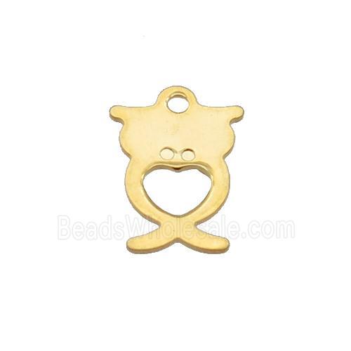 Stainless Steel Owl Pendant Gold Plated