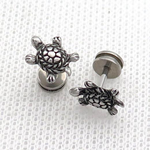 Raw Stainless Steel Stud Earrings Tortoise