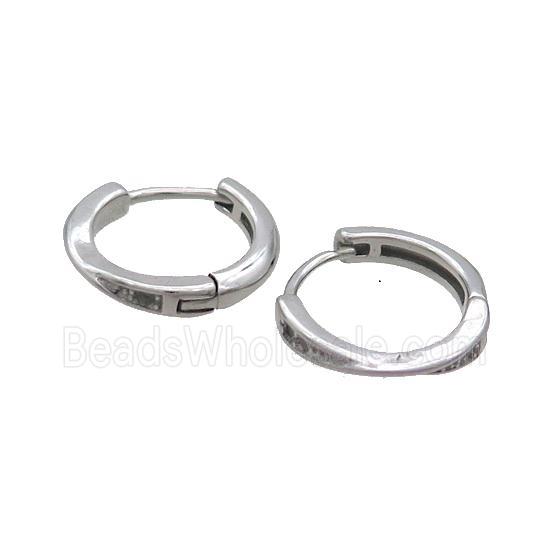 Raw Stainless Steel Hoop Earrings Pave Rhinestone