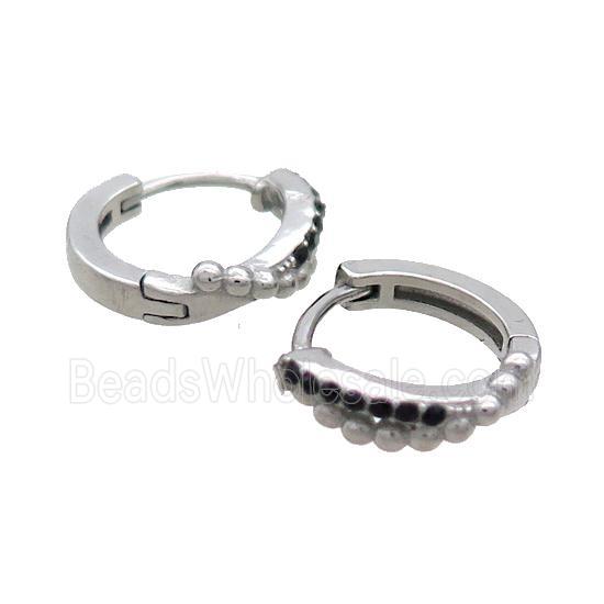 Raw Stainless Steel Hoop Earrings Pave Rhinestone