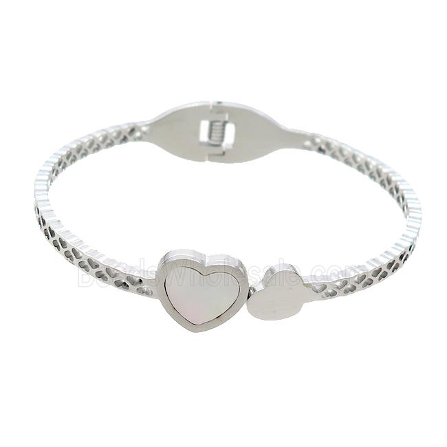 Raw Stainless Steel Pave Shell Heart
