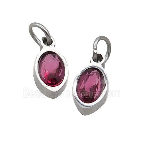 Raw Stainless Steel Eye Pendant Pave Red Zircon