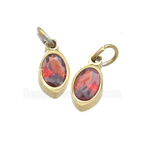 Stainless Steel Eye Pendant Pave Orange Zircon Gold Plated
