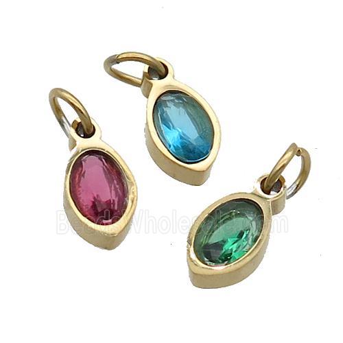 Stainless Steel Eye Pendant Pave Zircon Gold Plated Mixed