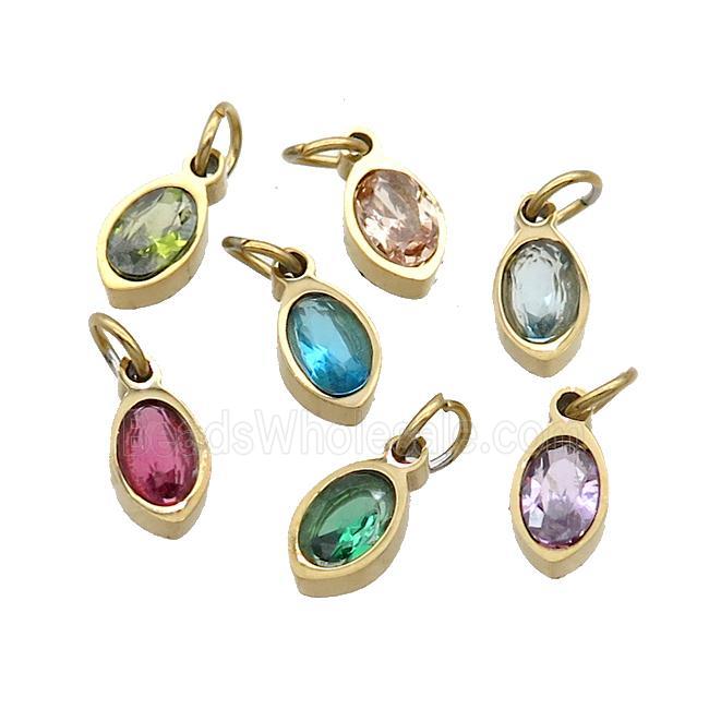 Stainless Steel Eye Pendant Pave Zircon Gold Plated Mixed