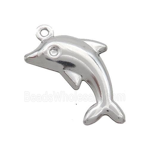 Raw Stainless Steel Dolphin Charm Pendant