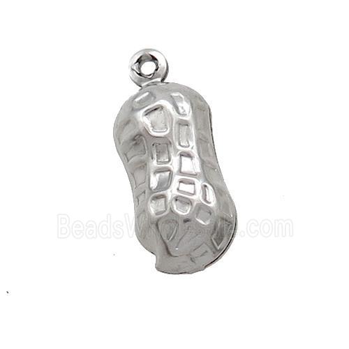 Raw Stainless Steel Peanut Charm Pendant