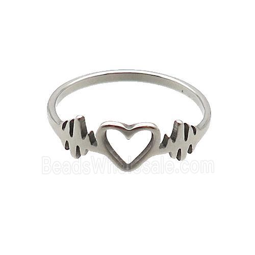 Raw Stainless Steel Heartbeat Ring