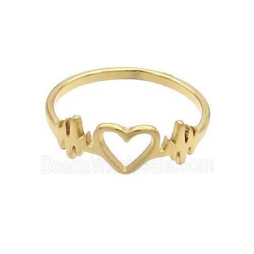 Stainless Steel Heartbeat Rings Gold Plated