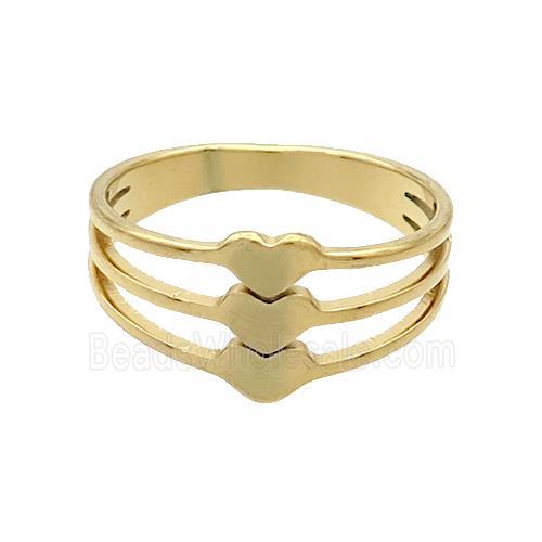 Stainless Steel Rings Heart Gold Plated