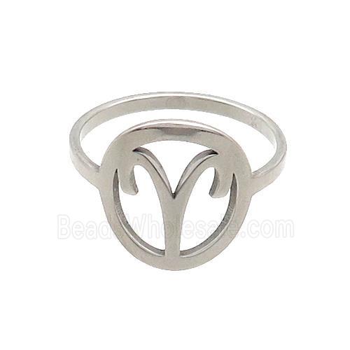 Raw Stainless Steel Rings Zodiac Aries