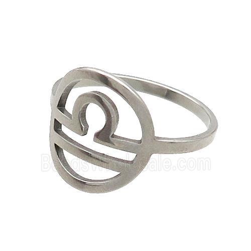 Raw Stainless Steel Rings Zodiac Libra