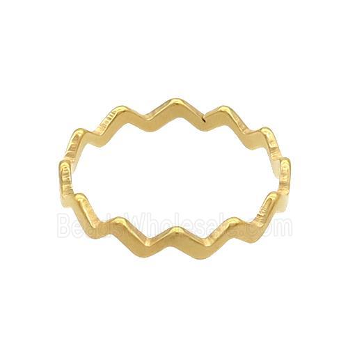 Stainless Steel Rings Wave Gold Plated
