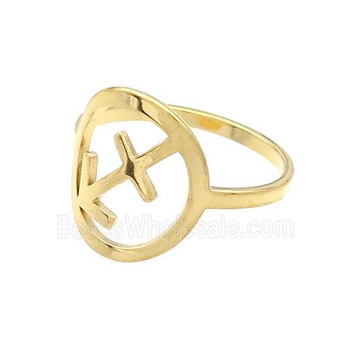 Stainless Steel Rings Zodiac Sagittarius Gold Plated