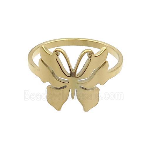 Stainless Steel Rings Butterfly Gold Plated