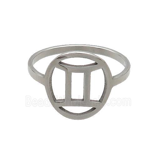 Raw Stainless Steel Rings Zodiac Gemini