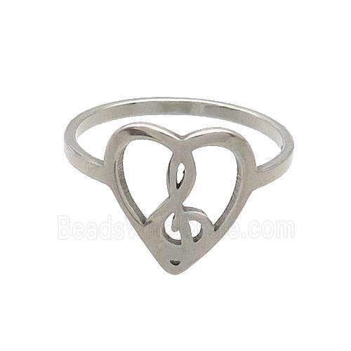 Raw Stainless Steel Rings Musical Notes