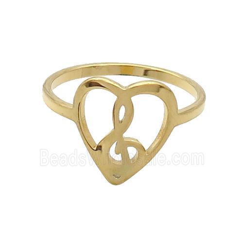 Stainless Steel Rings Musical Notes Gold Plated