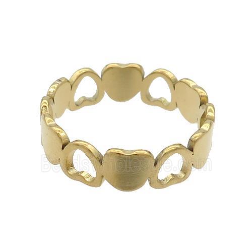 Stainless Steel Rings Heart Gold Plated