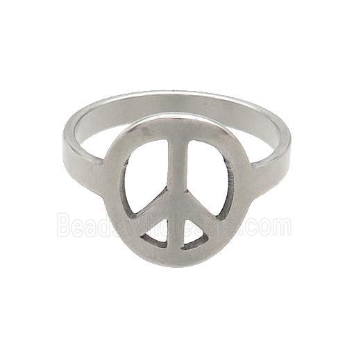 Raw Stainless Steel Rings Peace Signs