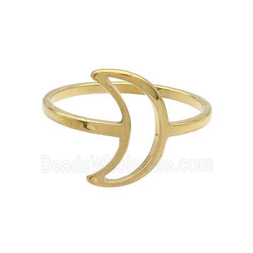 Stainless Steel Rings Moon Gold Plated