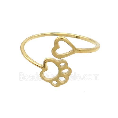 Stainless Steel Rings Paw Gold Plated