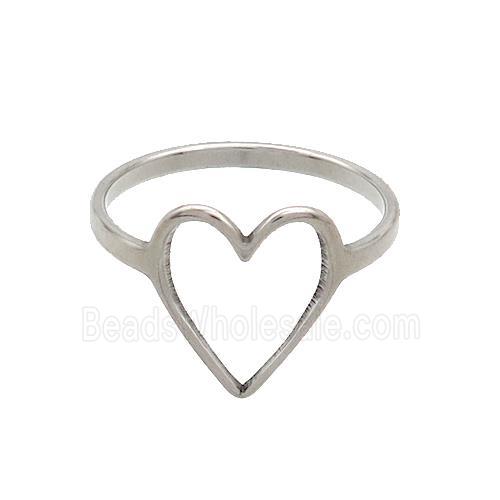 Raw Stainless Steel Heart Rings