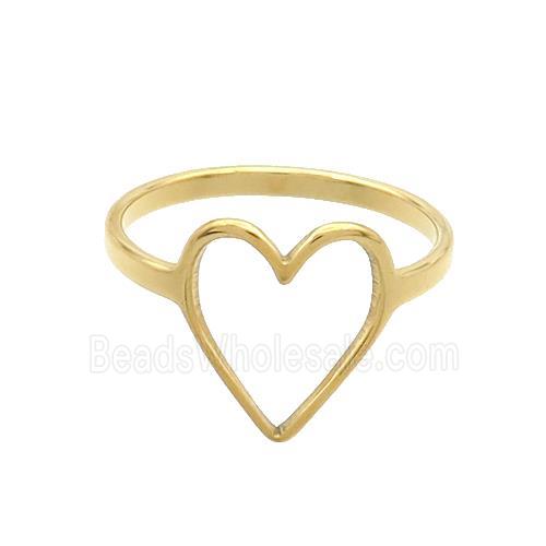 Stainless Steel Heart Rings Gold Plated
