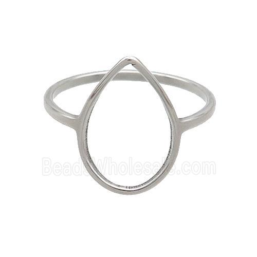 Raw Stainless Steel Rings Teardrop