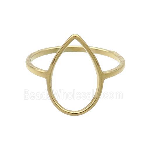 Stainless Steel Rings Teardrop Gold Plated