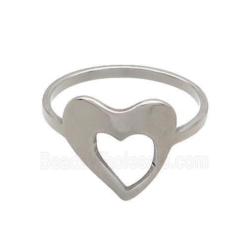 Raw Stainless Steel Rings Heart