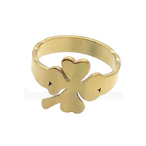 Stainless Steel Clover Rings Gold Plated