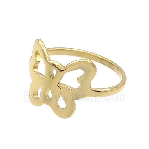 Stainless Steel Rings Butterfly Gold Plated