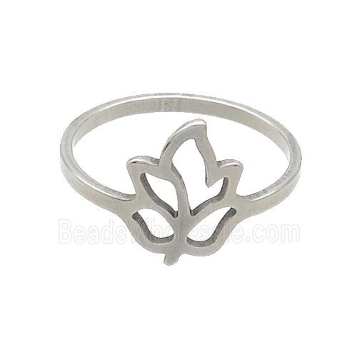 Raw Stainless Steel Flower Tulip Rings Flower