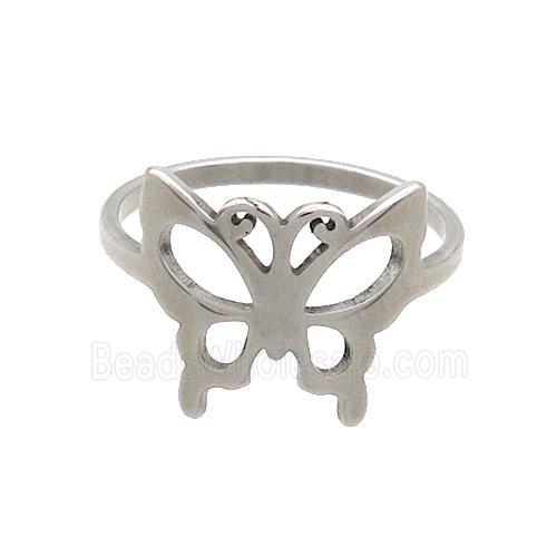 Raw Stainless Steel Rings Butterfly