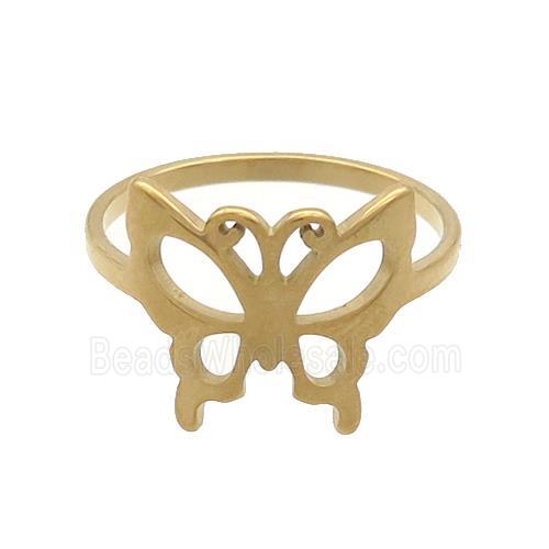 Stainless Steel Rings Butterfly Gold Plated