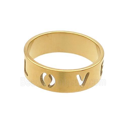Stainless Steel Rings LOVE Gold Plated