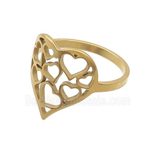 Stainless Steel Heart Rings Gold Plated