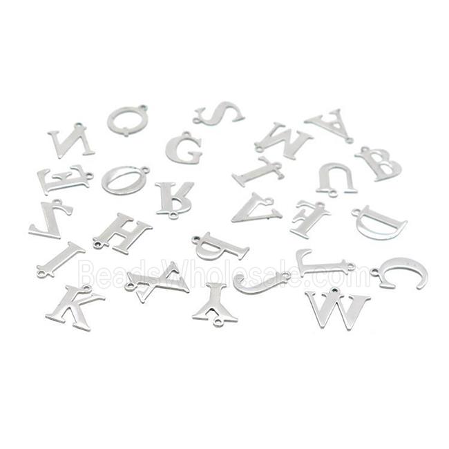 Raw Stainless Steel Letter Pendant Mixed Alphabet