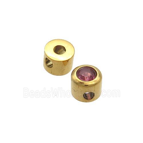 Stainless Steel Guru Beads Pave Zircon T-holes Gold Plated
