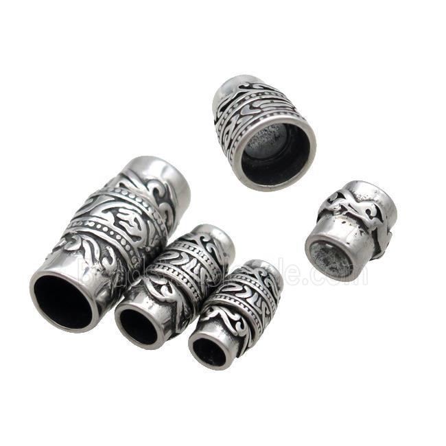 Stainless Steel Magnetic Clasp Large Hole Antique Silver