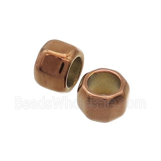 Stainless Steel Rondelle Beads Large Hole Rose Gold