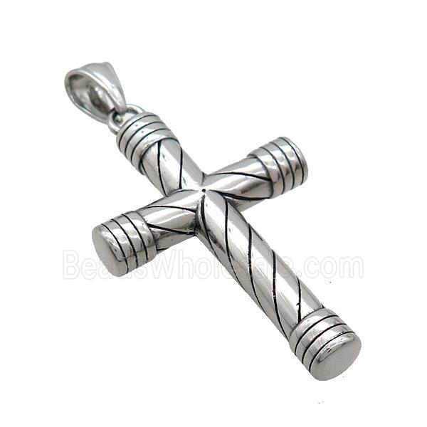 Stainless Steel Cross Pendant Antique Silver