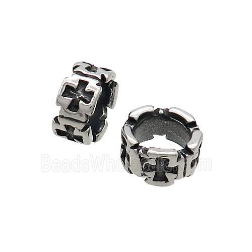 Stainless Steel Rondelle Beads Large Hole Antique Silver
