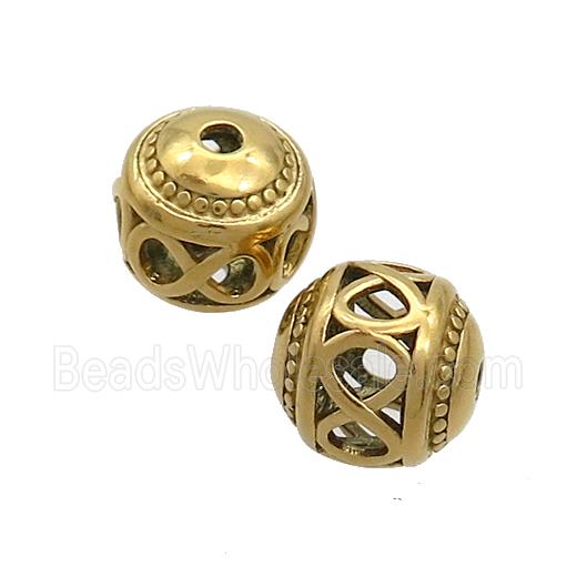 Stainless Steel Round Beads Infinity Hollow Gold Plated