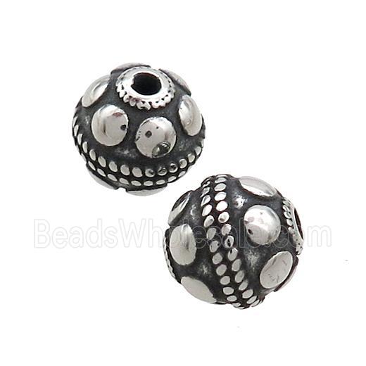Stainless Steel Round Beads Antique Silver